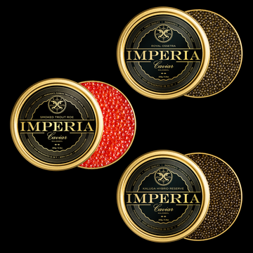 Smoked Trout Roe & Royal Ossetra Caviar & Kaluga Hybrid Reserve Caviar