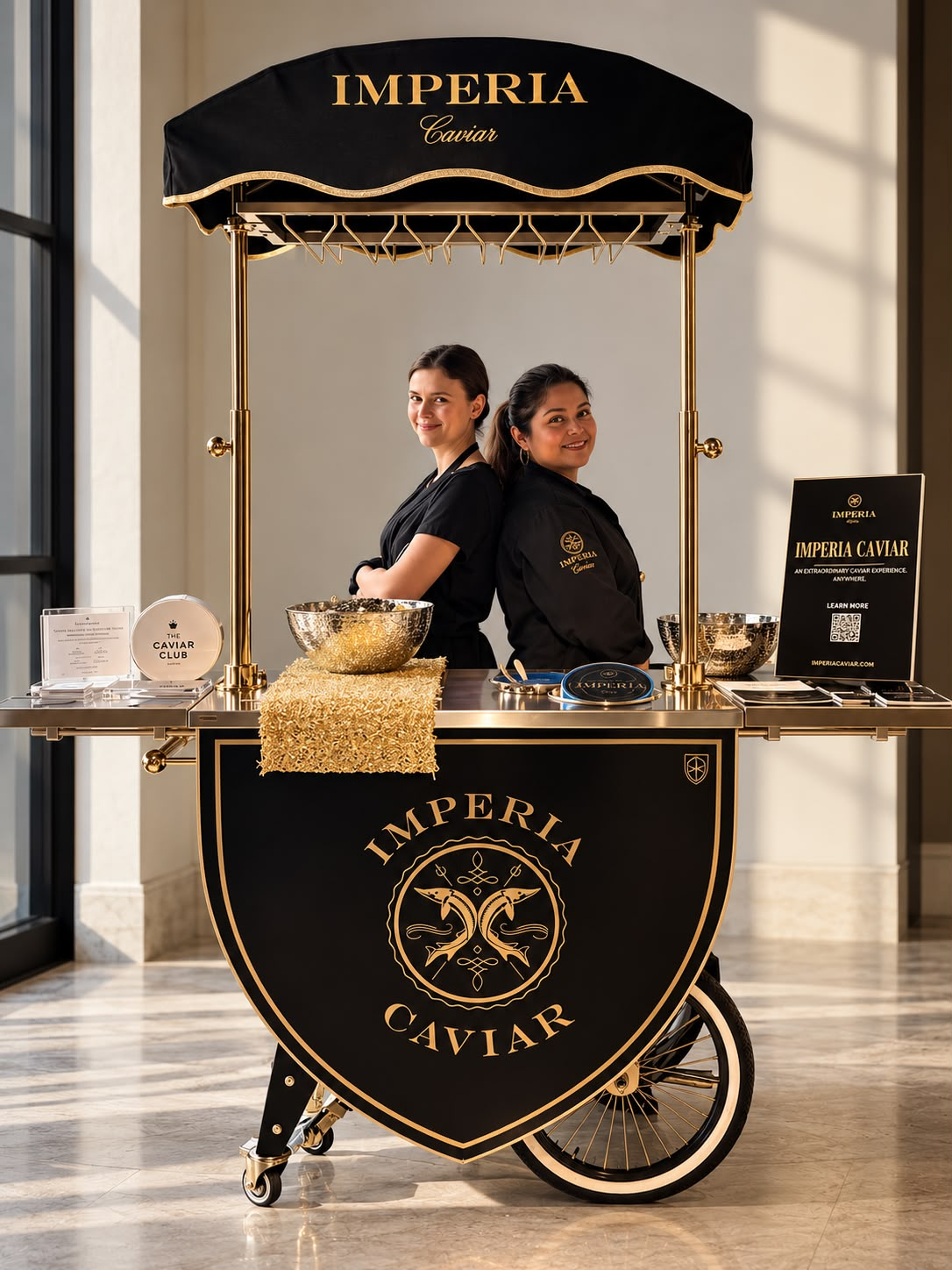 Staffed Imperia Caviar cart at an event